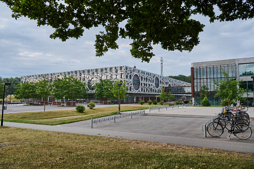 The university in Odense is a unique architecture. Open green spaces and characteristic buildings