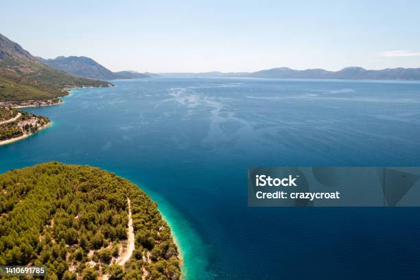 Large Expanse Of The Coastline With A View Towards The Pelješac Peninsula With A Large Copy Space In The Photo Stock Photo - Download Image Now