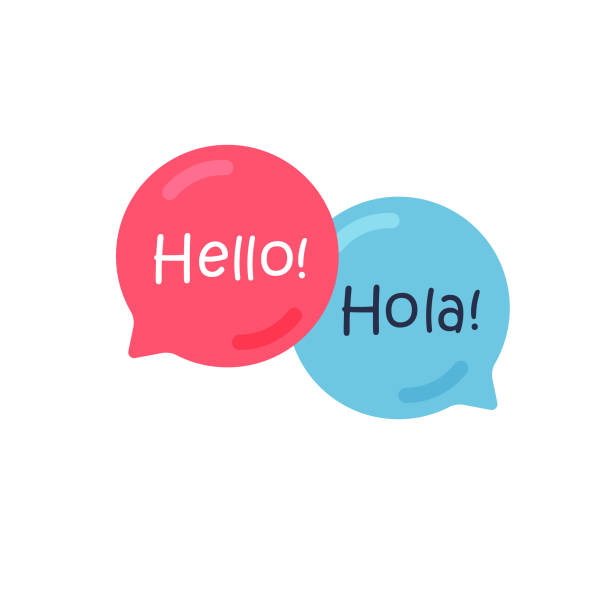 chat bubbles with english and spanish. - 西班牙語 幅插畫檔、美工圖案、卡通及圖標