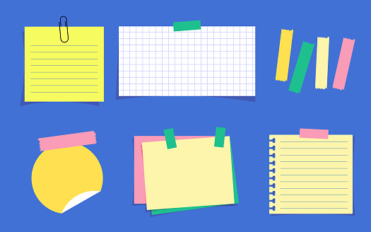 Notepad Design Tech Sticker Notepad Page And Sticker Design Set Stock Illustration - Download Image ...