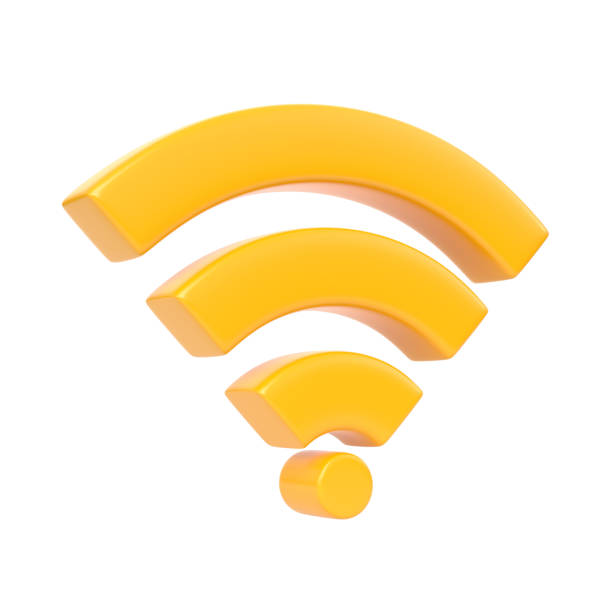 istock Yellow wireless network symbol isolated on white background 1410702223