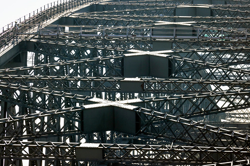 Closeup large bridge steel structure, Sydney Harbour Bridge, background with copy space, full frame horizontal composition