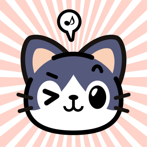 Gatos Desenhos Animados Design, Kawaii Expressão Personagem Bonito