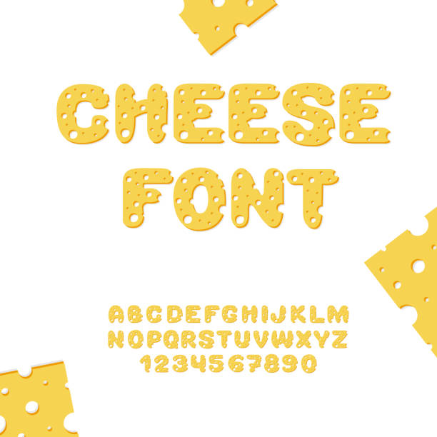 ilustrações de stock, clip art, desenhos animados e ícones de cheese yummy text effect. - cheese food swiss cheese dairy product