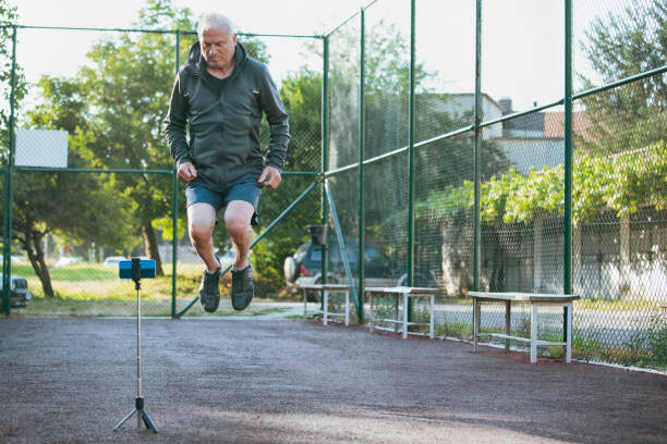 istock Active senior man recording video 1410712570