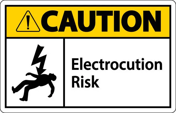 Vector illustration of Caution Electrocution Risk Sign On White Background