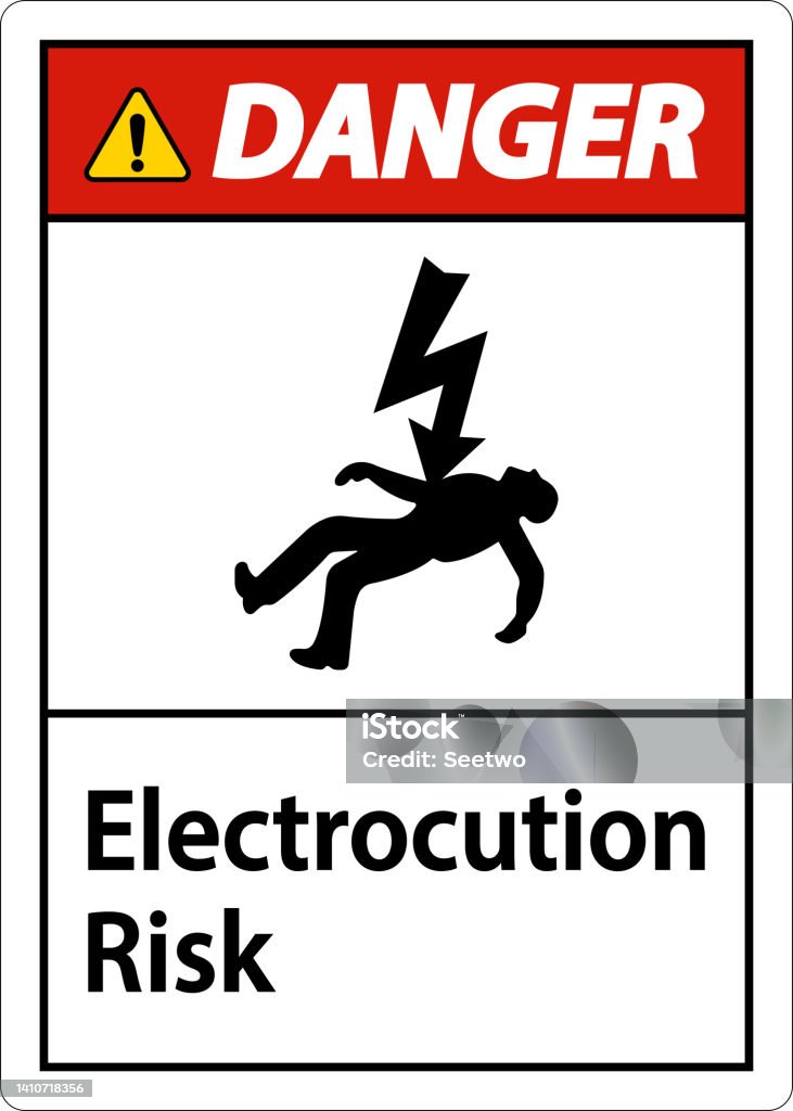 Electrocution Risk Picture Danger Electrocution Risk Sign On White Background Stock Illustration ...