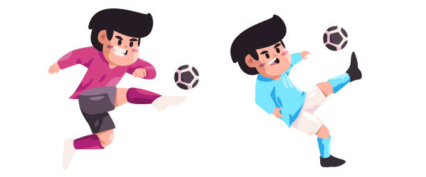 Soccer Football Action Play Shoot Kick Ball Character Sport Athlete Cartoon  Stock Illustration - Download Image Now - iStock