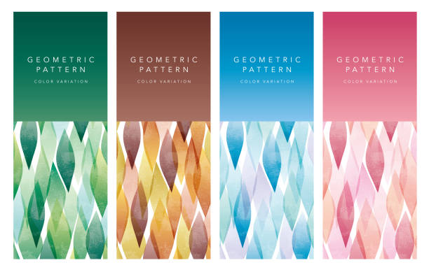 기하학적 패턴 디자인 템플릿 세트 - vector shape pink blue stock illustrations