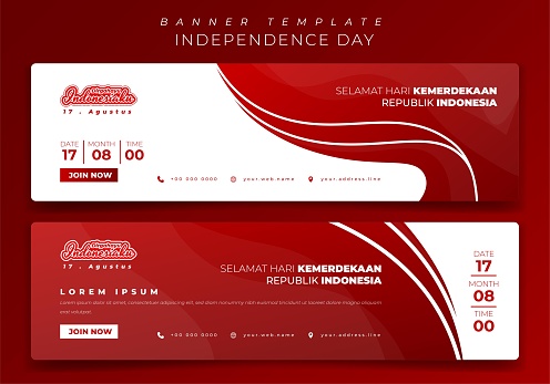 Web banner template in landscape concept design for indonesia independence day