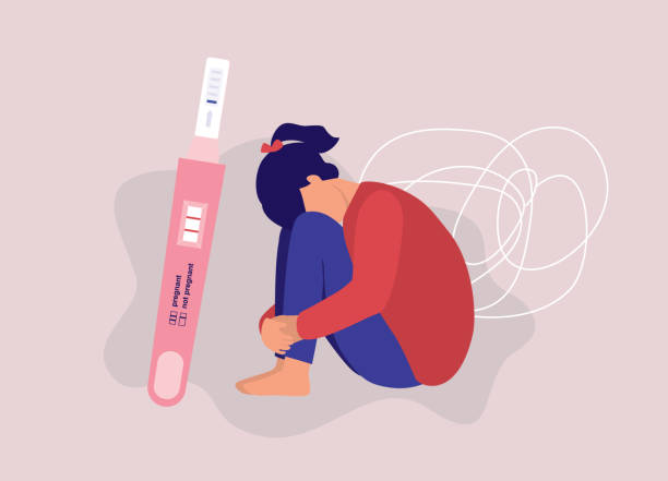 nastolatka uzyskała pozytywny wynik testu w ciąży. zestaw do samodzielnego testu ciążowego z dwoma paskami. - teenage pregnancy obrazy stock illustrations