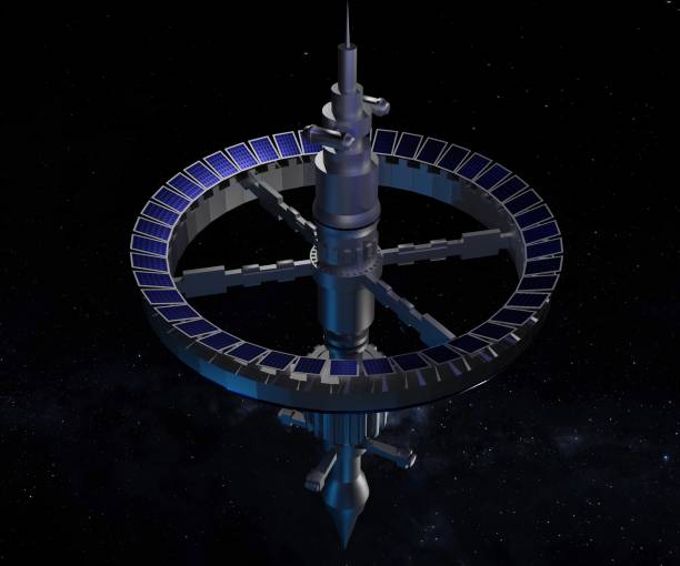 The International Space Station (ISS) is a modular space station or habitable artificial satellite in low Earth orbit 3d rendering