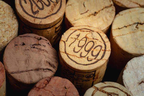 istock Wine corks isolated on black background closeup with 1999 close-up 1410736960