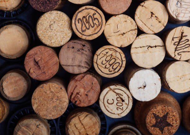 istock Wine corks isolated on black background closeup with 1999 close-up 1410736968