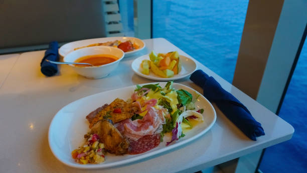 istock Dining Room Buffet aboard the abstract luxury cruise ship. 1410737629