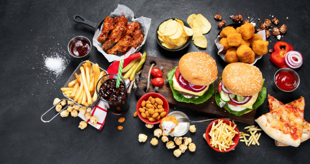 istock Various fast food products and drinks. 1410739643