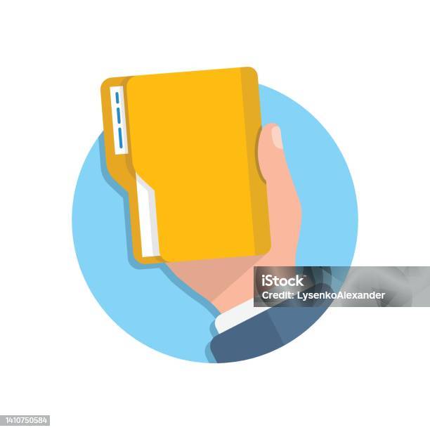 Computer Folder Drawing Computer Folder In Hand Illustration In Flat Style Document Archive ...