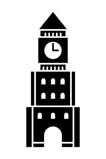 Clock tower isolated vector illustration.