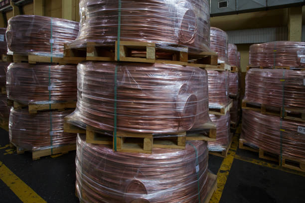 istock Coils of rolled copper wire. 1410752238