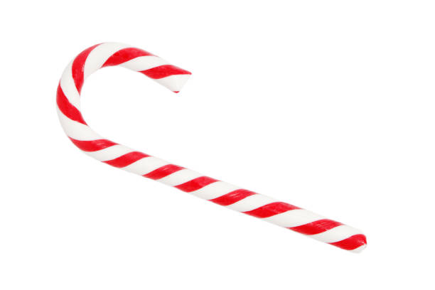 istock Candy caramel in form of a reed in a red and white stripe. 1410754484