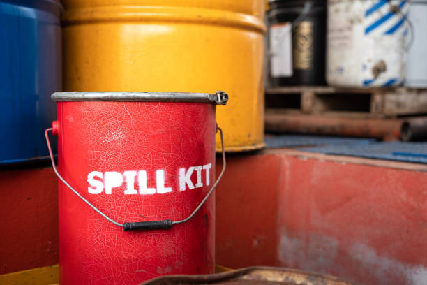 istock A chemical spill kit - Safety equipment. 1410754970