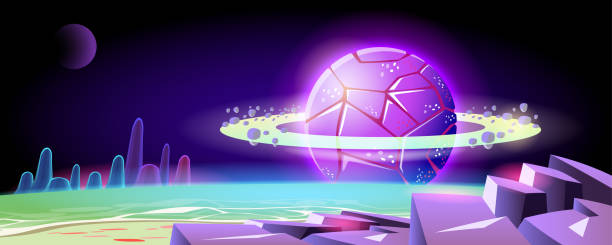 istock Space background and landscape of Planet Surface. Fantastic and Exotic space scene. 1410757745