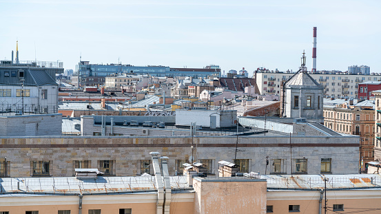 View over the rooftops of the historic center of St. Petersburg, Russia.