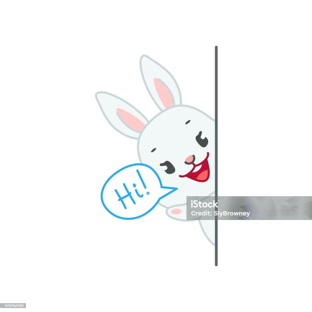 Cute Bunny Say Hi Stock Illustration - Download Image Now - Animal, Cartoon,  Corner - iStock