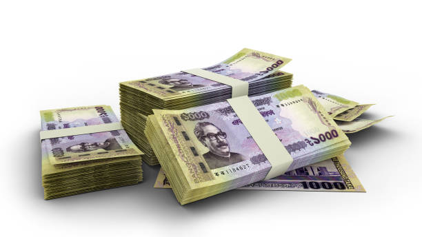 istock 3D Stack of Bangladesh Taka notes isolated on white background 1410760273