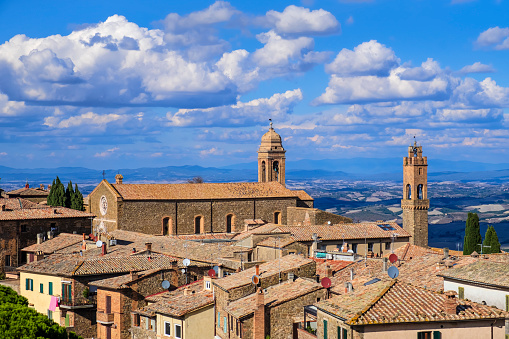 Panoramic view of Montalcino, a historic hill town in the province of Siena