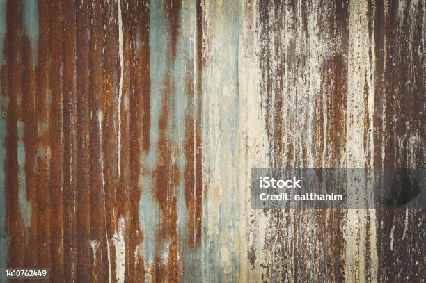 Old Zinc Wall Texture Background Rusty On Galvanized Metal Panel Sheeting Stock Photo - Download Image Now