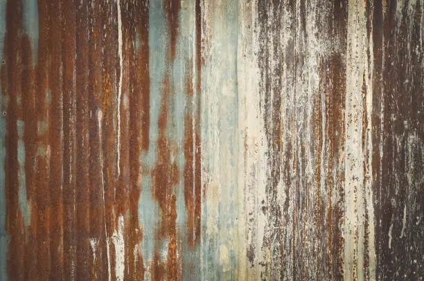 Photo of Old zinc wall texture background, rusty on galvanized metal panel sheeting.