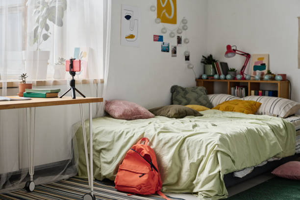 istock Modern teenage room with bed 1410762829