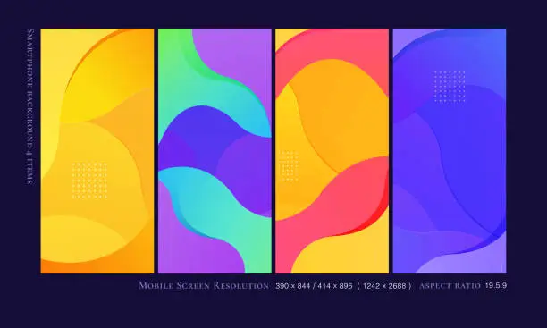 A set of 4 vertical background images for smartphones with an aspect ratio of 19.5: 9.