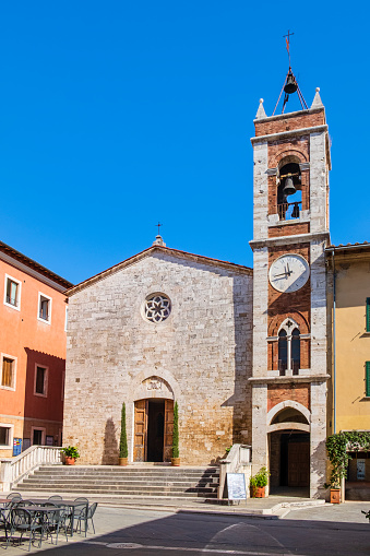 The nineteenth-century Church of Madonna di Vitaleta of San Quirico d'Orcia, built on the remains of an ancient convent