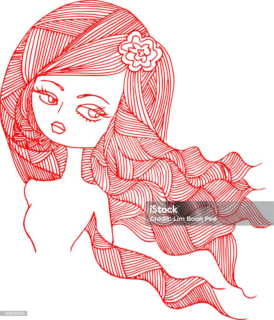 Haer Pattern Drawing Beauty Hair Pattern Design Vector Drawing Stock Illustration - Download ...