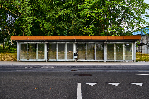 Simple bus shelter in Odense, Europe