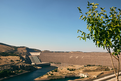 Ataturk Dam, hydroelectric power plant and water reservoir on Euphrates river in Sanliurfa province, Turkiye