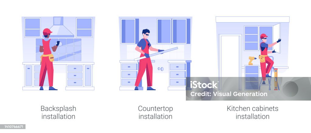 Kitchen Work Visual Kitchen Works Isolated Concept Vector Illustrations Stock Illustration ...