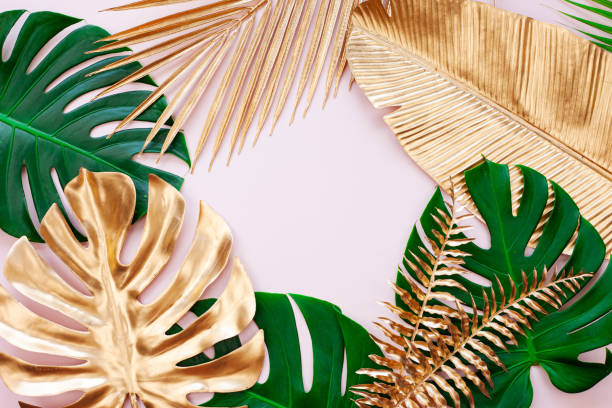 istock Creative nature layout made of tropical leaves. 1410766716