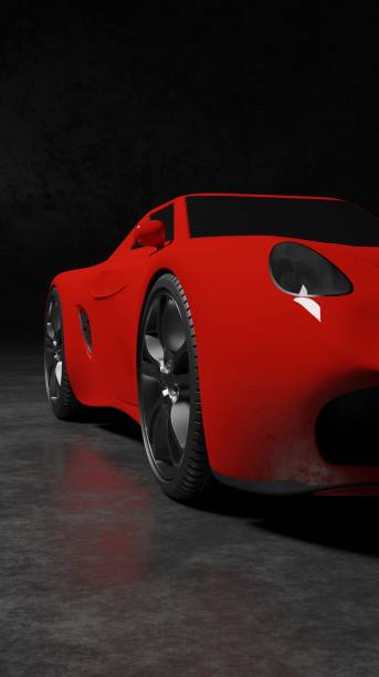 istock Red sport car coupe in a black 1410770092