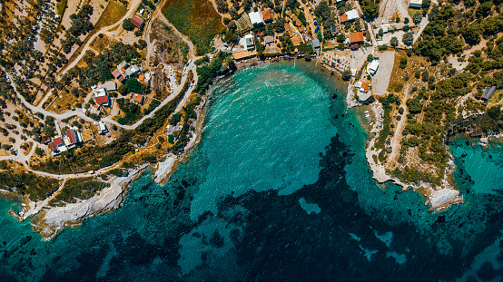 Aerial view of Aegean coast in Izmir, Turkey