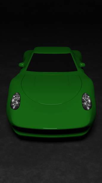 istock Front view green sport car coupe in a black 1410770136