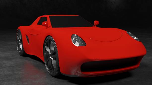 istock Front view glossy red sport car concept model 1410770159