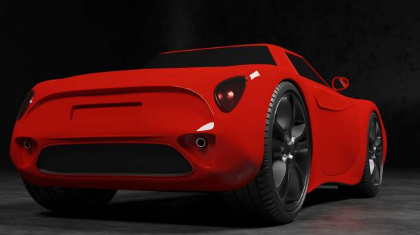 istock Sport red car coupe concept model in a black 1410770201
