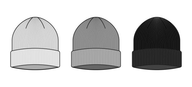 ilustrações de stock, clip art, desenhos animados e ícones de beanie cap template - knit hat