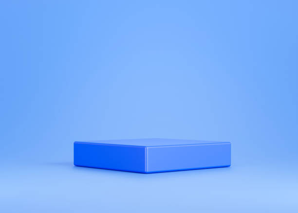istock Blue podium pedestal minimal product display abstract background 3D illustration empty display scene presentation for product placement 1410777246