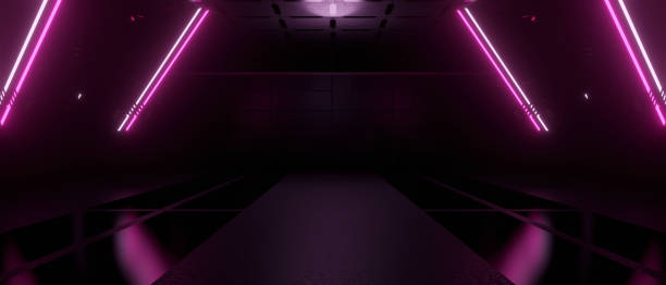 istock Minimal Underground Concrete Hangar Tunnel Garage Realistic Background Showroom Sci Fi Futuristic Modern Grunge Alien Warehouse Hallway Asphalt Dark Lights Purple Violet Abstract Modern Background Wallpaper 3D Rendering 1410778099