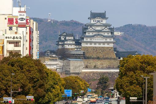 Himeji, Japan - February 5, 2020 : Himeji Castle in Hyogo Prefecture, Japan. The Himeji Castle is the world heritage.
