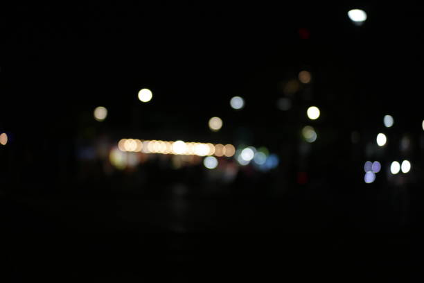 Abstract urban night light bokeh, defocused background